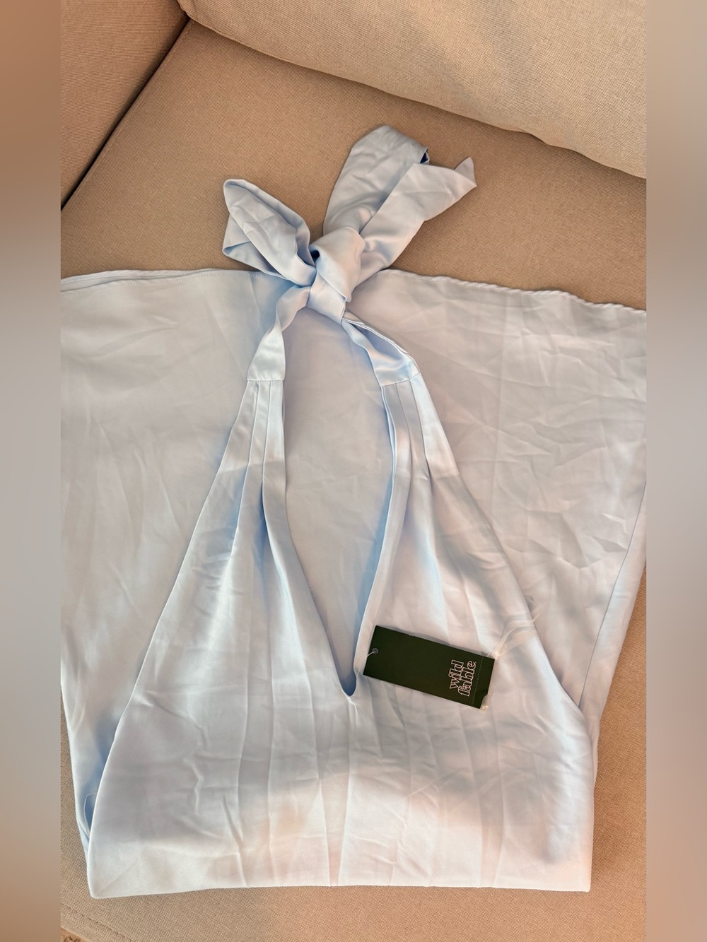 Wild Fable Light Blue Satin Halter Neck Mini Dress Women's XS Party NWT - Picture 4 of 6